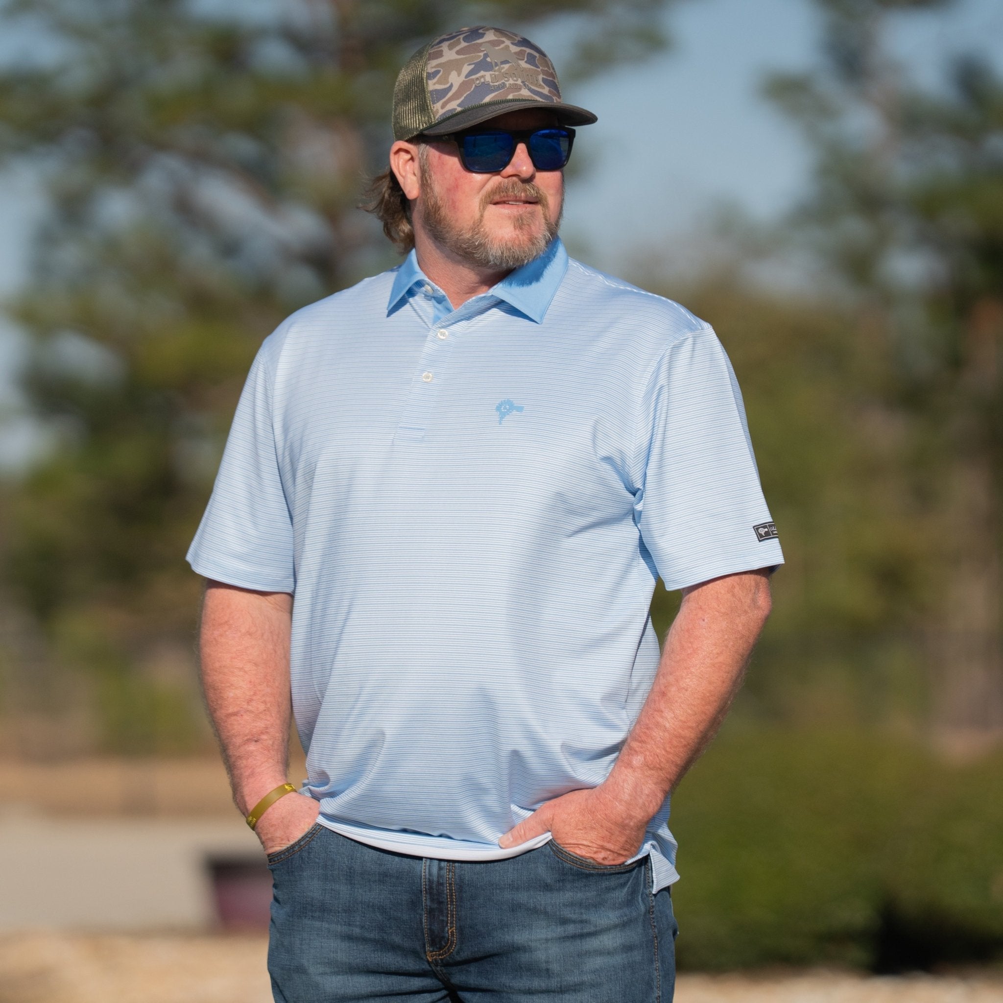 Blue Sky Stripe - Performance Polo - Old South Apparel