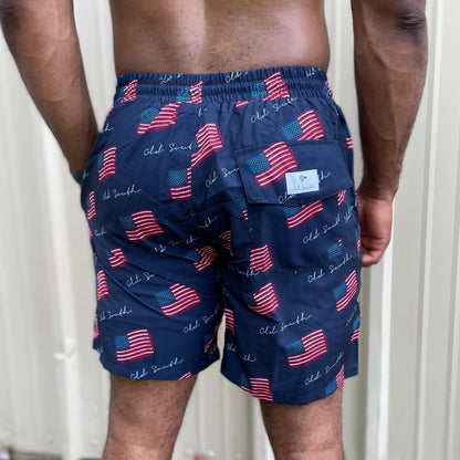 American Flag - Lined Swim Trunks