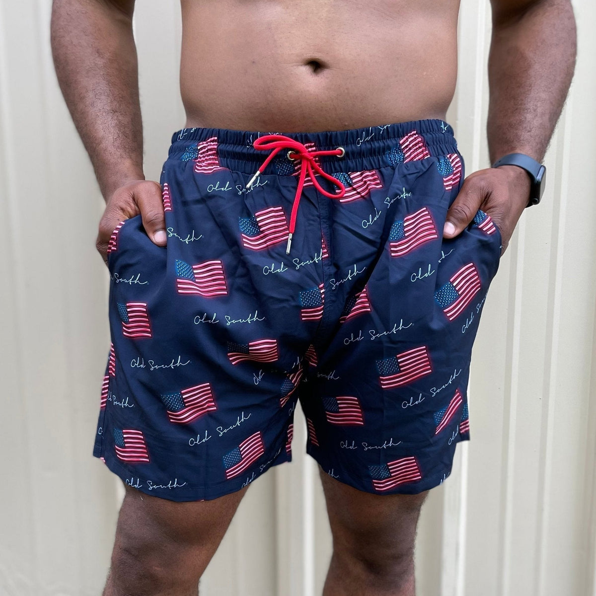 American Flag - Lined Swim Trunks