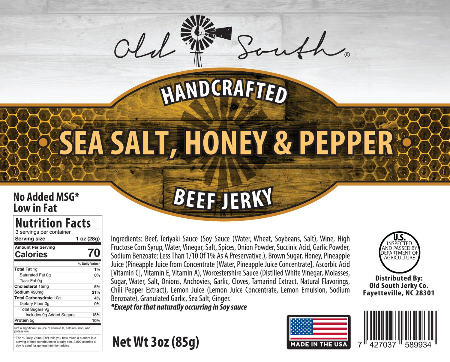 Sea Salt Honey and Pepper - Beef Jerky - Old South Apparel