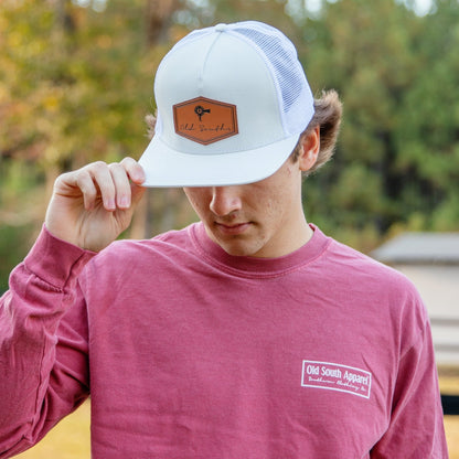 Signature Leather Patch Whiteout - Trucker Hat - Old South Apparel